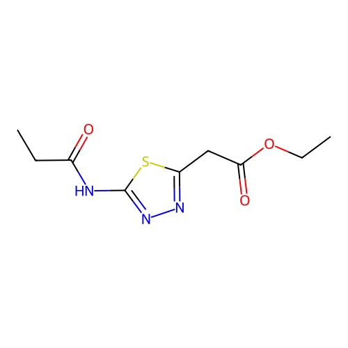 Ethyl 2-(5-propionamido-1,3,4-thiadiazol-2-yl)acetate structure