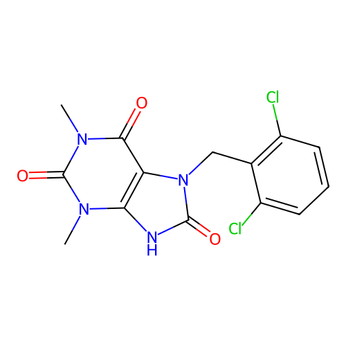 7-(2,6-dichlorobenzyl)-1,3-dimethyl-7,9-dihydro-1H-purine-2,6,8(3H)-trione structure