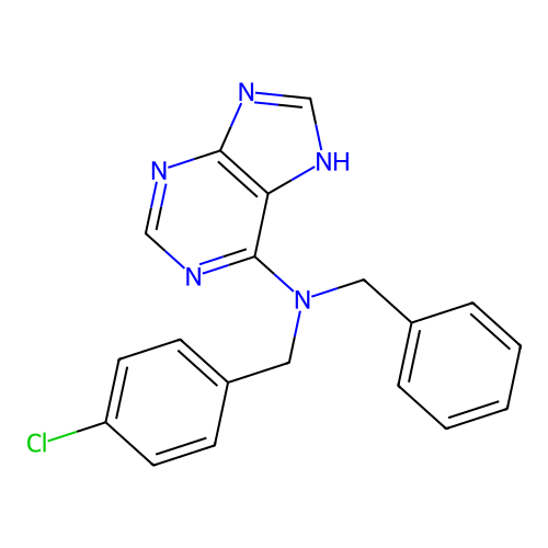 N-benzyl-N-(4-chlorobenzyl)-7H-purin-6-amine structure
