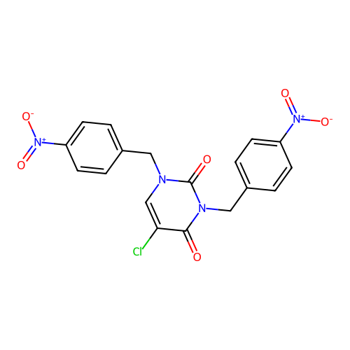 5-chloro-1,3-bis(4-nitrobenzyl)pyrimidine-2,4(1H,3H)-dione structure