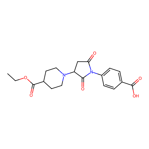 4-(3-(4-(Ethoxycarbonyl)piperidin-1-yl)-2,5-dioxopyrrolidin-1-yl)benzoic acid structure