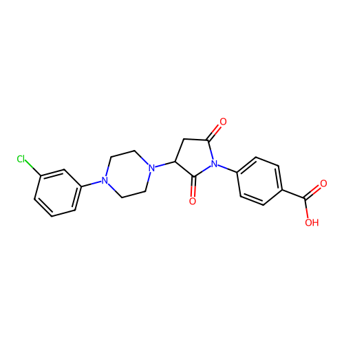 4-{3-[4-(3-Chlorophenyl)piperazinyl]-2,5-dioxoazolidinyl}benzoic acid structure
