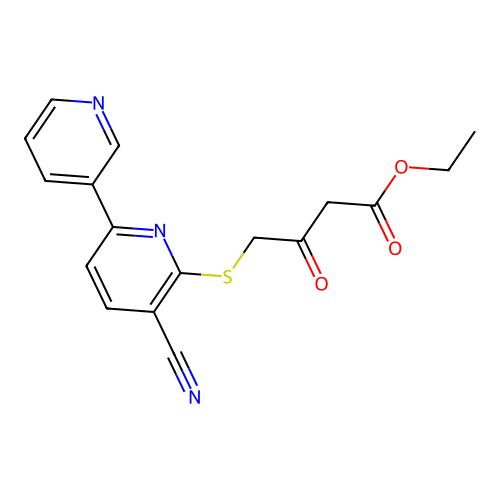 Ethyl 4-(3-cyano-6-pyridin-3-ylpyridin-2-yl)sulfanyl-3-oxobutanoate structure