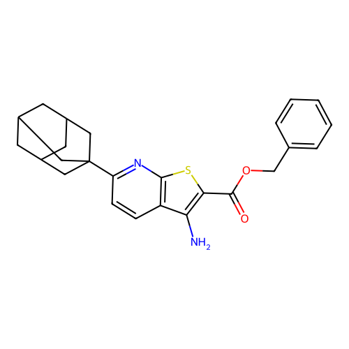 Phenylmethyl 6-adamantanyl-3-aminothiopheno[2,3-b]pyridine-2-carboxylate structure