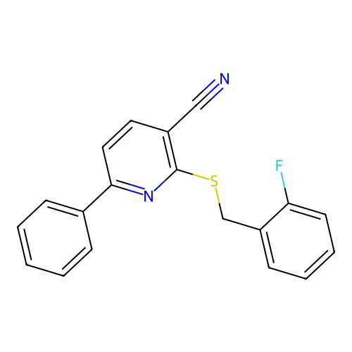 2-[(2-Fluorobenzyl)thio]-6-phenylnicotinonitrile structure