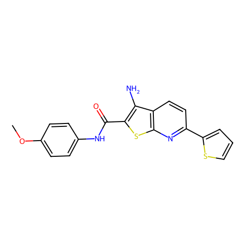 3-amino-N-(4-methoxyphenyl)-6-(thiophen-2-yl)thieno[2,3-b]pyridine-2-carboxamide structure