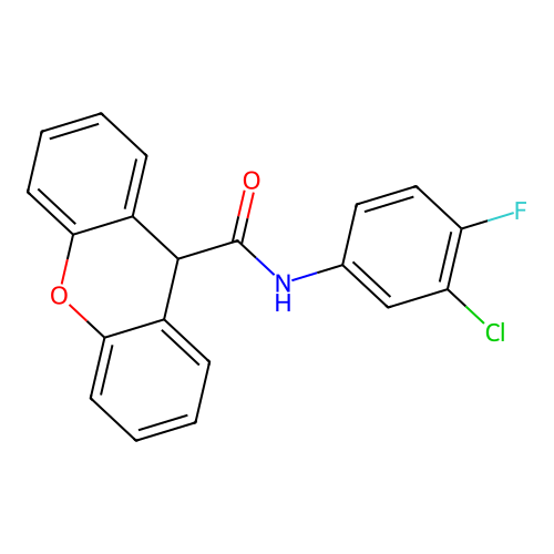 N-(3-chloro-4-fluorophenyl)-9H-xanthene-9-carboxamide structure