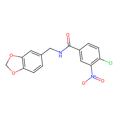 N-(1,3-benzodioxol-5-ylmethyl)-4-chloro-3-nitrobenzamide structure