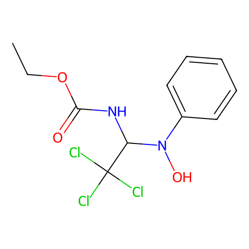 Ethyl (2,2,2-trichloro-1-(hydroxy(phenyl)amino)ethyl)carbamate structure