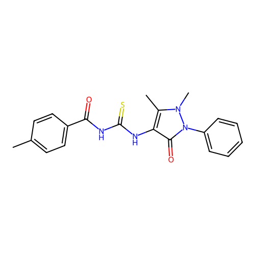N-[(1,5-dimethyl-3-oxo-2-phenylpyrazol-4-yl)carbamothioyl]-4-methylbenzamide structure
