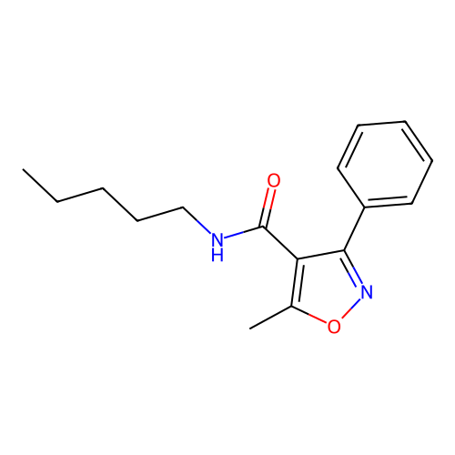 5-methyl-N-pentyl-3-phenyl-1,2-oxazole-4-carboxamide structure