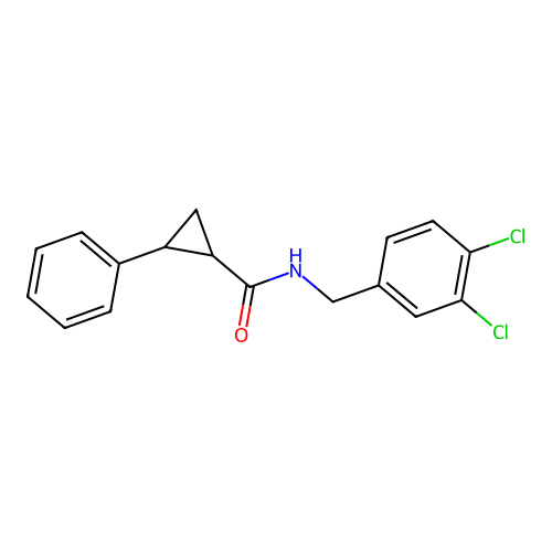 N-(3,4-dichlorobenzyl)-2-phenylcyclopropanecarboxamide structure
