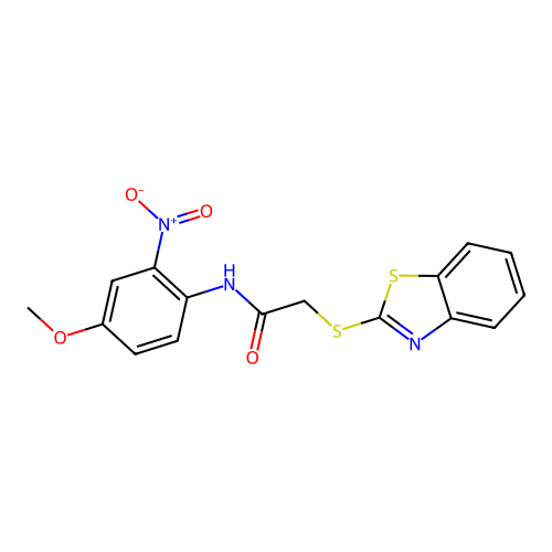 2-(1,3-benzothiazol-2-ylsulfanyl)-N-(4-methoxy-2-nitrophenyl)acetamide structure