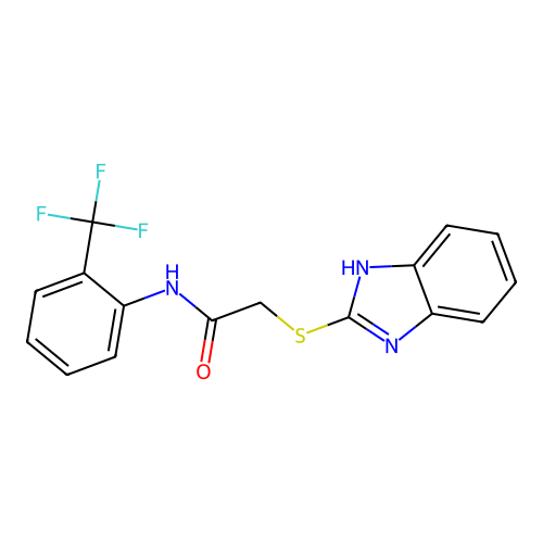 2-(1H-Benzimidazol-2-ylsulfanyl)-N-[2-(trifluoromethyl)phenyl]acetamide structure