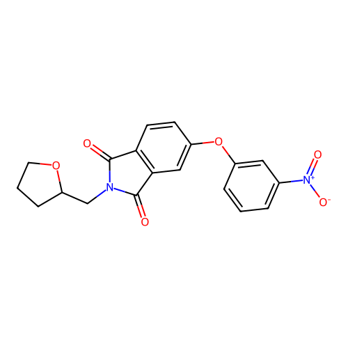5-(3-nitrophenoxy)-2-(tetrahydrofuran-2-ylmethyl)-1H-isoindole-1,3(2H)-dione structure