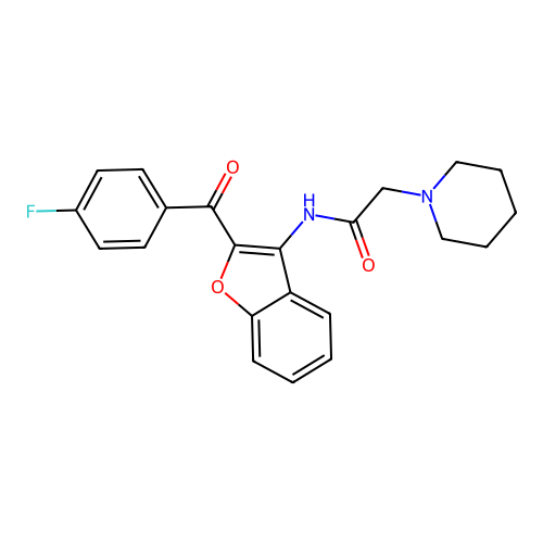 N-{2-[(4-fluorophenyl)carbonyl]benzo[b]furan-3-yl}-2-piperidylacetamide structure