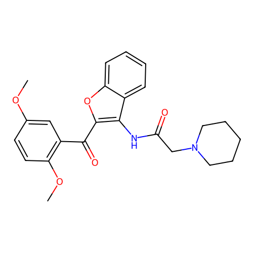 N-(2-(2,5-dimethoxybenzoyl)benzofuran-3-yl)-2-(piperidin-1-yl)acetamide structure