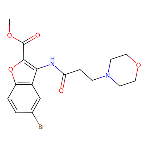 Methyl 5-bromo-3-(3-morpholin-4-ylpropanoylamino)benzo[d]furan-2-carboxylate structure