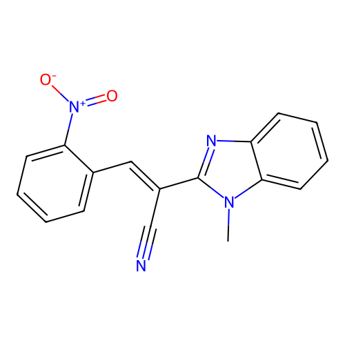 (E)-2-(1-methyl-1H-benzo[d]imidazol-2-yl)-3-(2-nitrophenyl)acrylonitrile structure