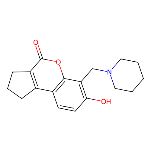 7-hydroxy-6-(piperidin-1-ylmethyl)-2,3-dihydrocyclopenta[c]chromen-4(1H)-one structure