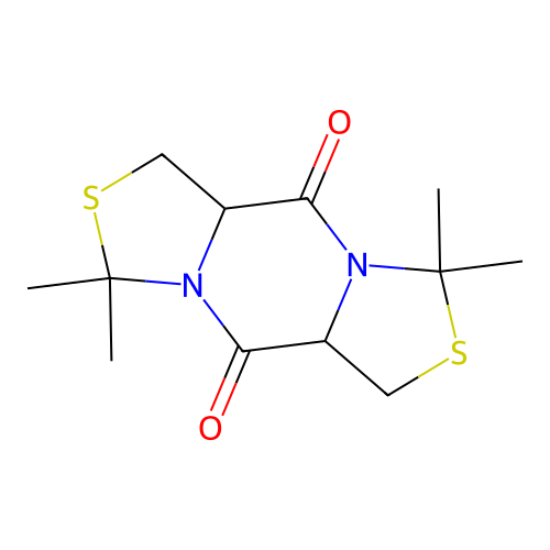 3,3,8,8-tetramethyltetrahydrodithiazolo[3,4-a:3',4'-d]pyrazine-5,10(3H,8H)-dione structure