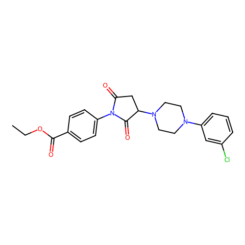 Ethyl 4-[3-[4-(3-chlorophenyl)piperazin-1-yl]-2,5-dioxopyrrolidin-1-yl]benzoate structure