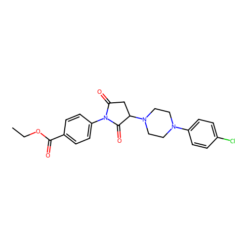 Ethyl 4-[3-[4-(4-chlorophenyl)piperazin-1-yl]-2,5-dioxopyrrolidin-1-yl]benzoate structure