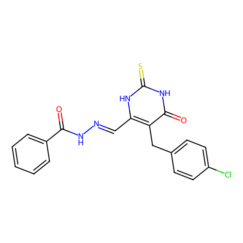 N-[(E)-[5-[(4-chlorophenyl)methyl]-4-oxo-2-sulfanylidene-1H- structure