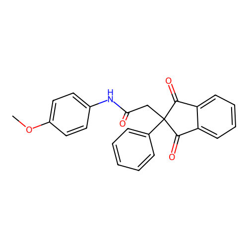 2-(1,3-Dioxo-2-phenyl-2,3-dihydro-1H-inden-2-yl)-N-(4-methoxyphenyl)acetamide structure