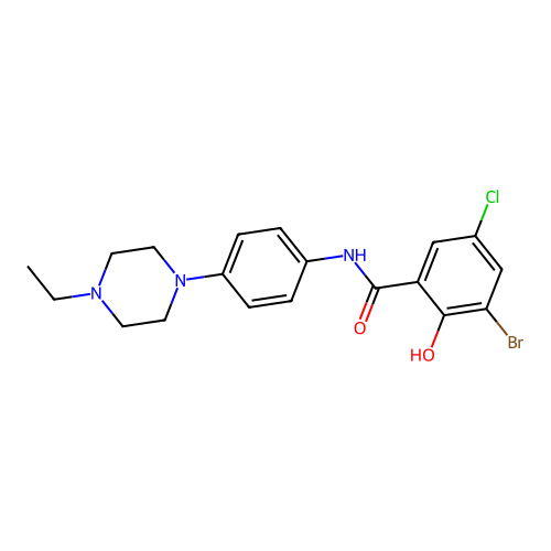 3-bromo-5-chloro-N-[4-(4-ethylpiperazin-1-yl)phenyl]-2-hydroxybenzamide structure