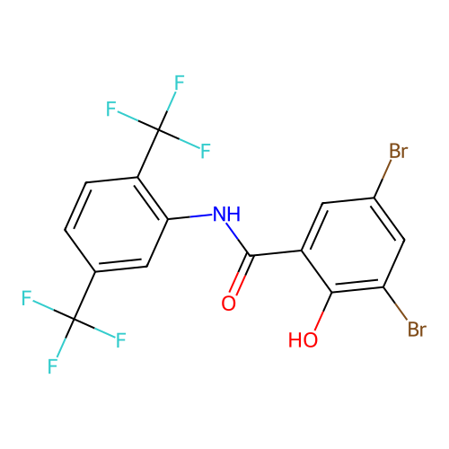 N-[2,5-bis(trifluoromethyl)phenyl]-3,5-dibromo-2-hydroxybenzamide structure