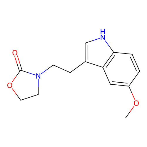 3-[2-(5-methoxy-1H-indol-3-yl)ethyl]-1,3-oxazolidin-2-one structure
