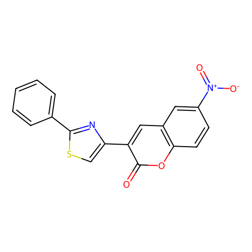 6-nitro-3-(2-phenyl-1,3-thiazol-4-yl)-2H-chromen-2-one structure
