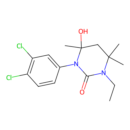 1-(3,4-dichlorophenyl)-3-ethyl-6-hydroxy-4,4,6-trimethyltetrahydropyrimidin-2(1H)-one structure