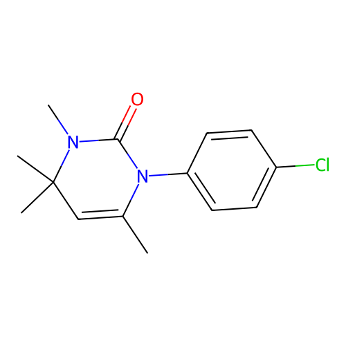 1-(4-chlorophenyl)-3,4,4,6-tetramethyl-3,4-dihydropyrimidin-2(1H)-one structure