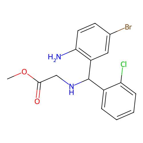 methyl N-[(2-amino-5-bromophenyl)(2-chlorophenyl)methyl]glycinate structure
