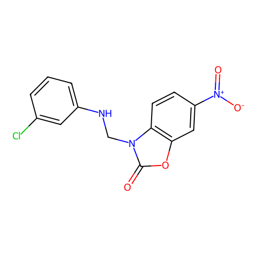 3-{[(3-chlorophenyl)amino]methyl}-6-nitro-1,3-benzoxazol-2(3H)-one structure