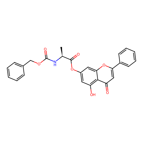 (5-hydroxy-4-oxo-2-phenylchromen-7-yl) (2S)-2-(phenylmethoxycarbonylamino)propanoate structure