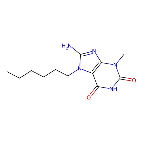 8-Amino-7-hexyl-3-methylpurine-2,6-dione structure