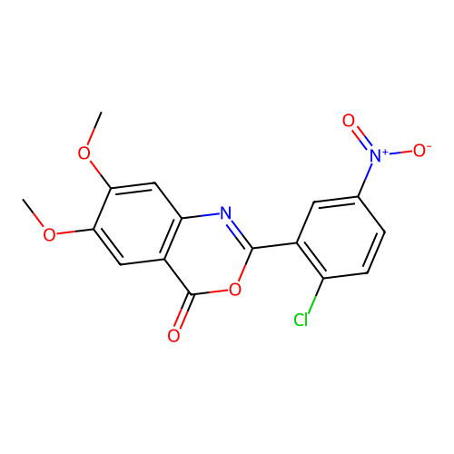 2-(2-chloro-5-nitrophenyl)-6,7-dimethoxy-4H-3,1-benzoxazin-4-one structure