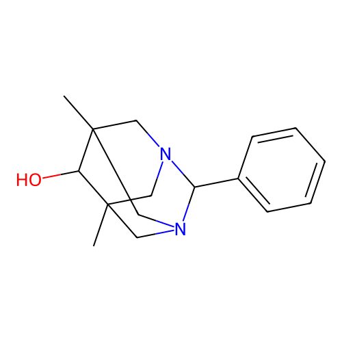 5,7-Dimethyl-2-phenyl-1,3-diazatricyclo[3.3.1.1~3,7~]decan-6-OL structure