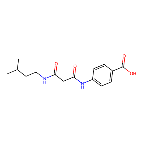4-({3-[(3-Methylbutyl)amino]-3-oxopropanoyl}amino)benzoic acid structure