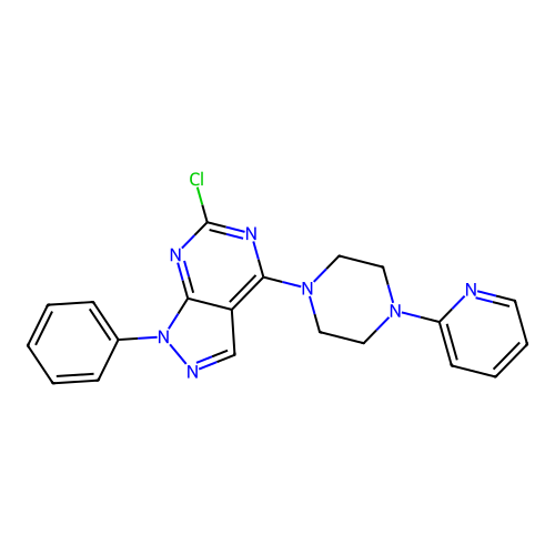 1-{6-chloro-1-phenyl-1H-pyrazolo[3,4-d]pyrimidin-4-yl}-4-(pyridin-2-yl)piperazine structure