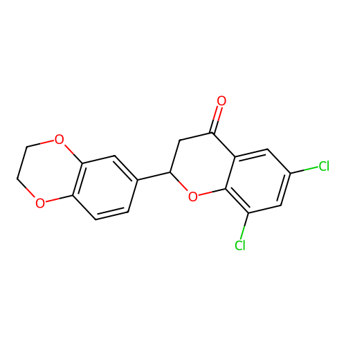 6,8-Dichloro-2-(2,3-dihydro-1,4-benzodioxin-6-yl)-2,3-dihydrochromen-4-one structure