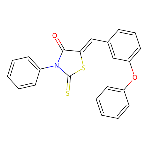 (5Z)-5-(3-phenoxybenzylidene)-3-phenyl-2-thioxo-1,3-thiazolidin-4-one structure