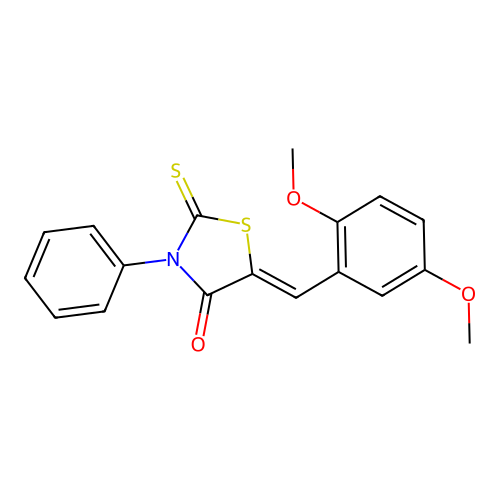 (Z)-5-(2,5-dimethoxybenzylidene)-3-phenyl-2-thioxothiazolidin-4-one structure