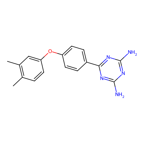 6-[4-(3,4-Dimethylphenoxy)phenyl]-1,3,5-triazine-2,4-diamine structure