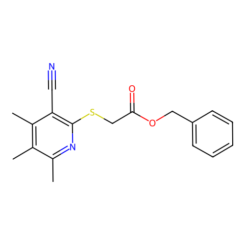 Benzyl [(3-cyano-4,5,6-trimethylpyridin-2-yl)sulfanyl]acetate structure