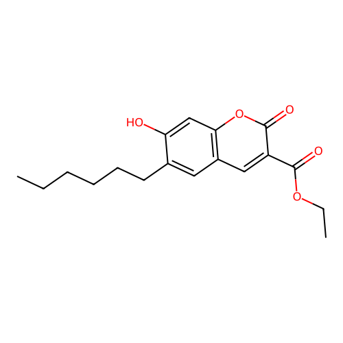 Ethyl 6-hexyl-7-hydroxy-2-oxochromene-3-carboxylate structure