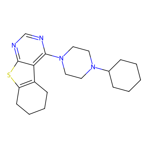 4-(4-Cyclohexylpiperazin-1-yl)-5,6,7,8-tetrahydro[1]benzothieno[2,3-d]pyrimidine structure